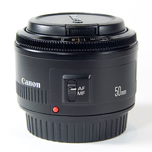 Canon 50mm f/1.8 II lens - side view