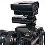 Strato transmitter on 50D body, with Canon ST-E2 on top of Strato (Phottix Strato 4-in-1 Trigger)