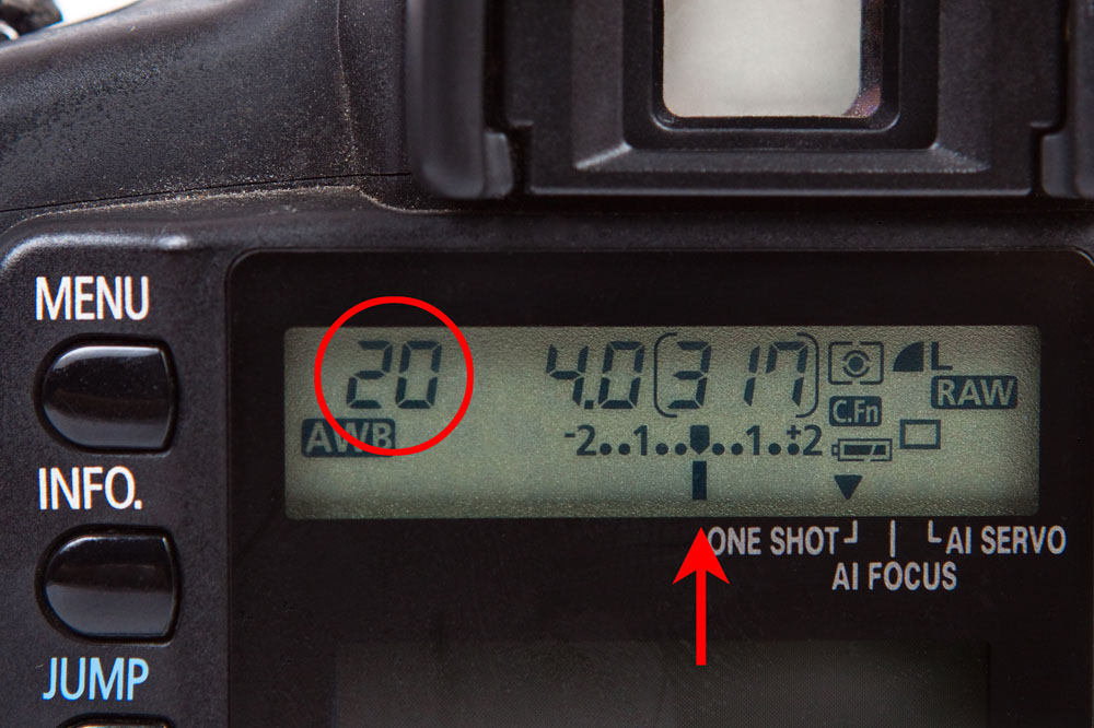 Canon 350D, zero exposure compensation set