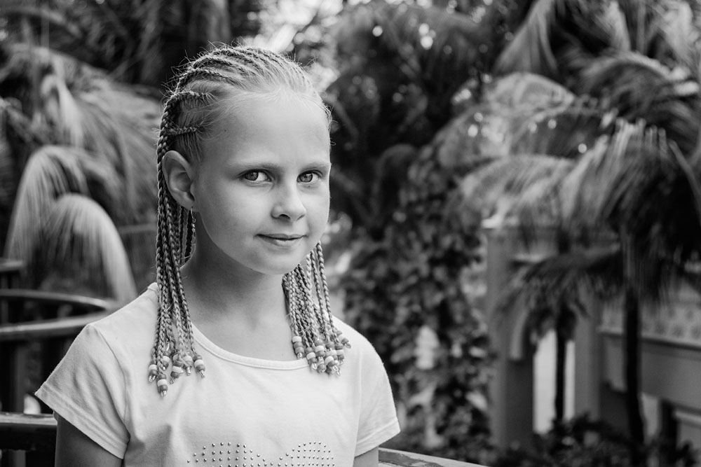 Samantha showing her braids