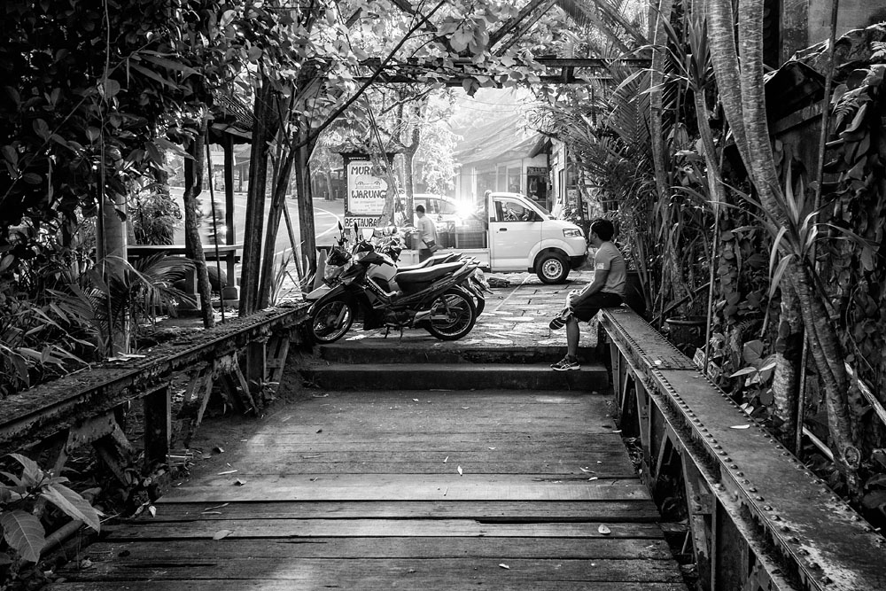 resting on the bridge